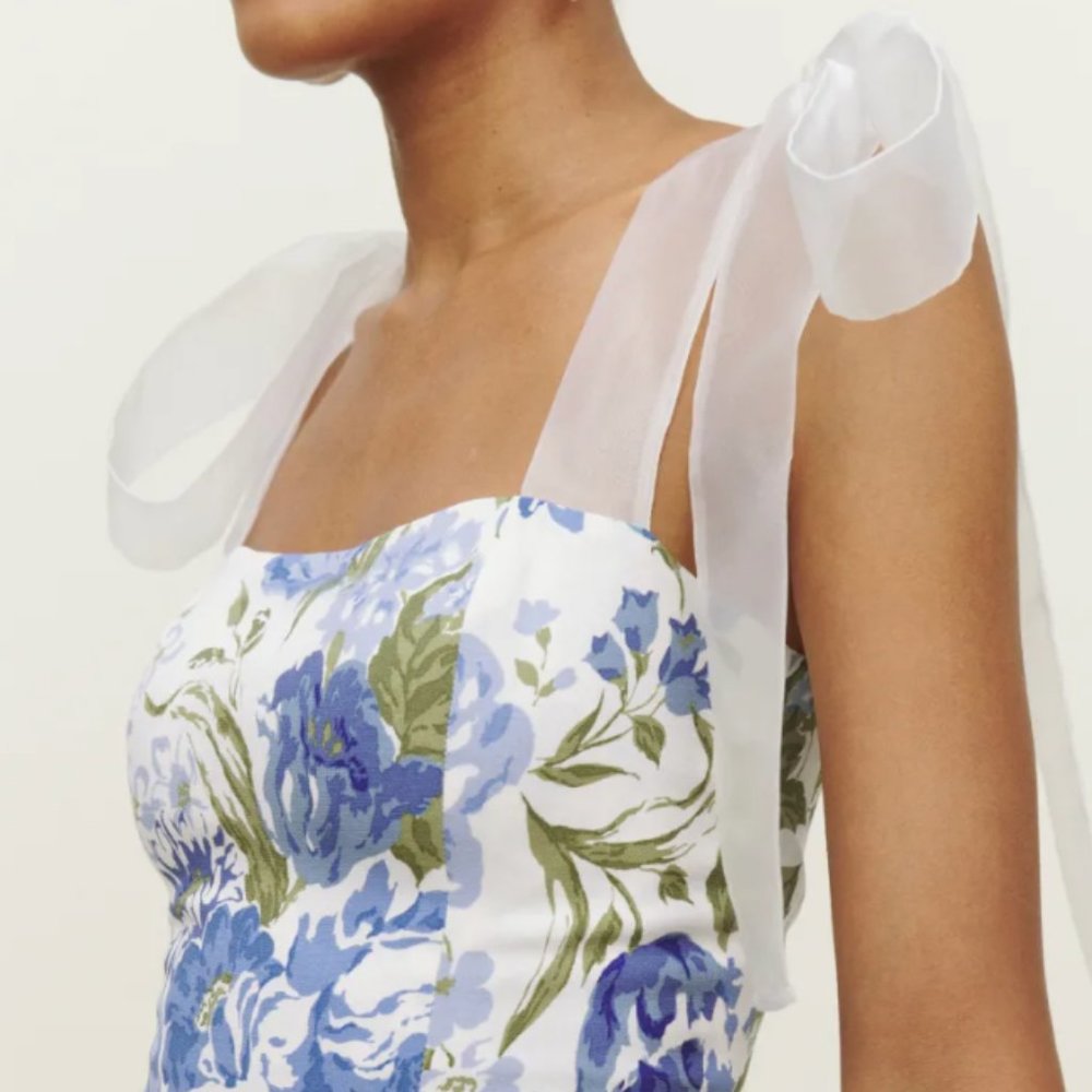 New Reformation Zoey Floral Taffeta Top Size 2